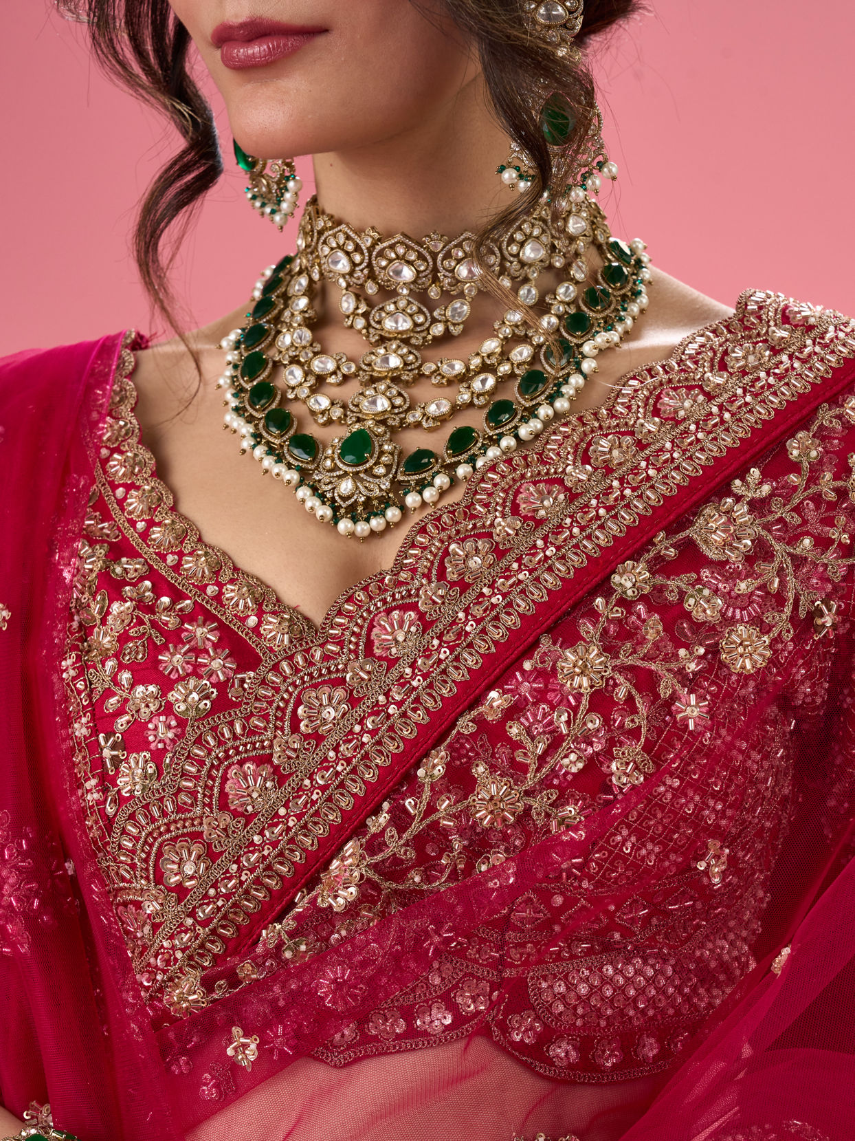Mohey Women Pink Elegance Bridal Lehenga