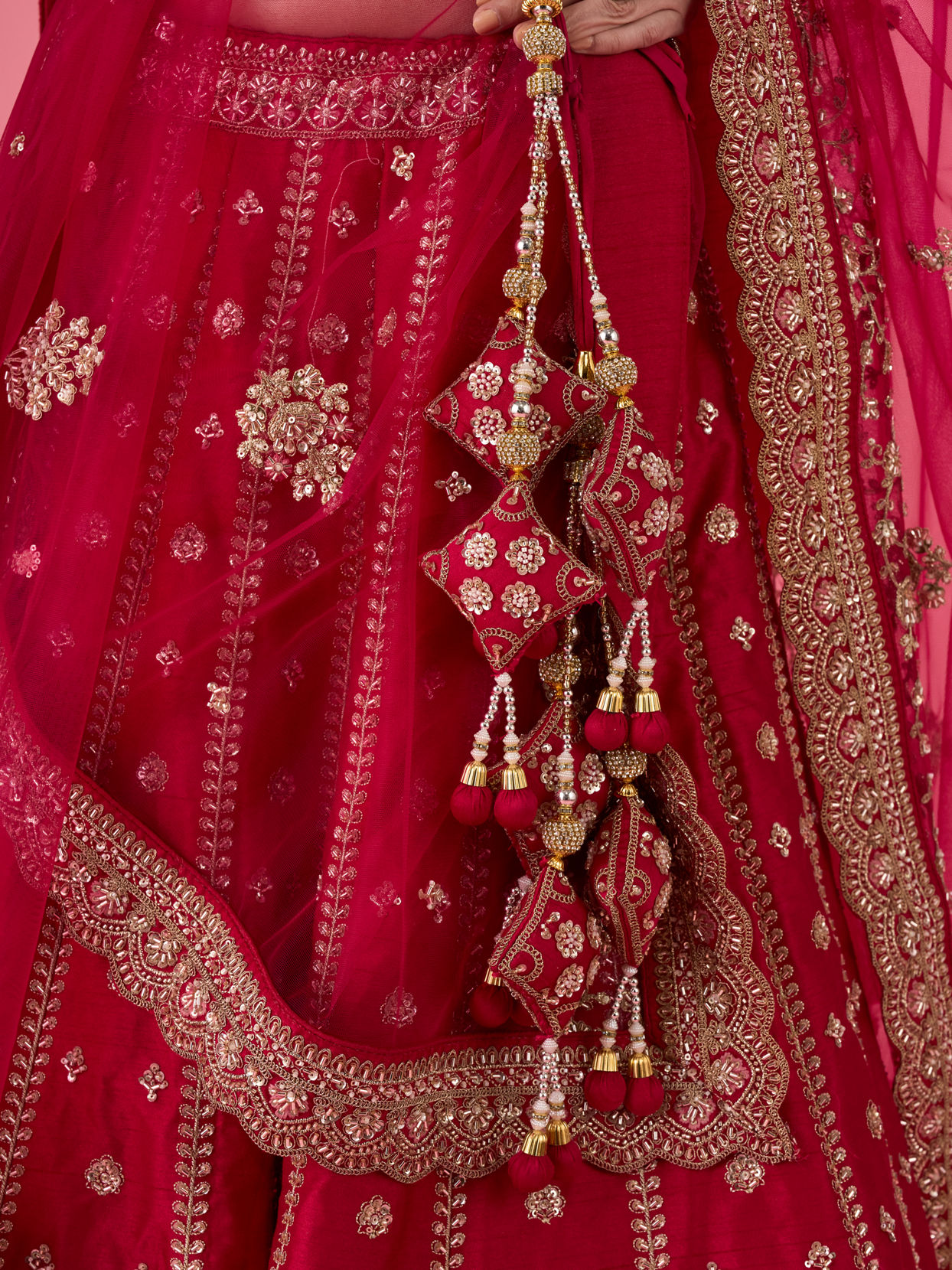 Mohey Women Pink Elegance Bridal Lehenga