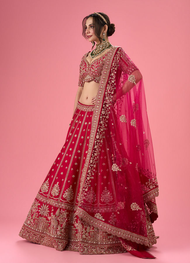 Mohey Women Pink Elegance Bridal Lehenga