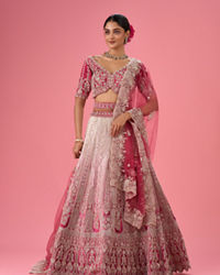 Mohey Women Velvety Coral Beauty Bridal Lehenga