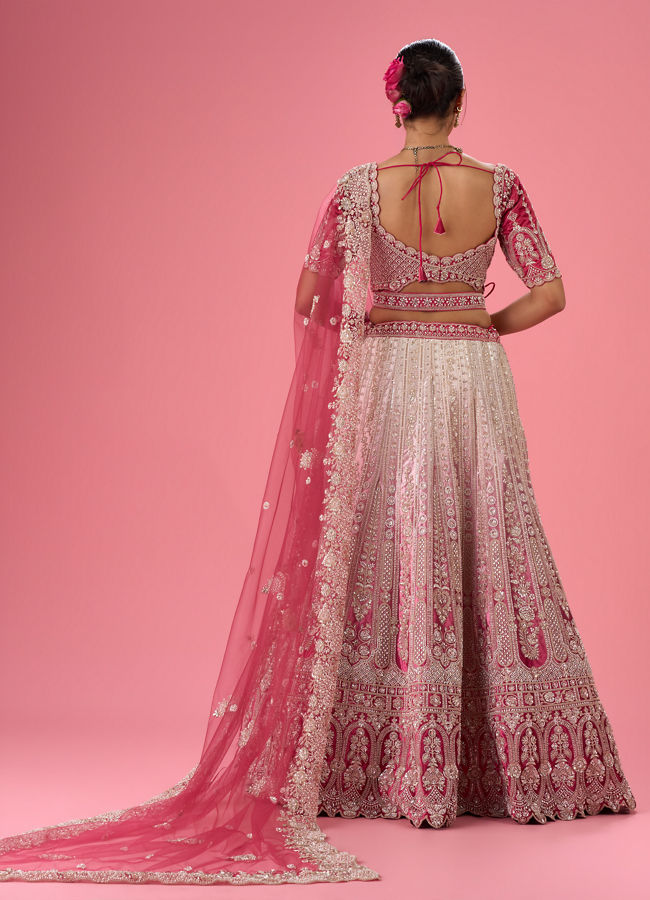 Mohey Women Velvety Coral Beauty Bridal Lehenga