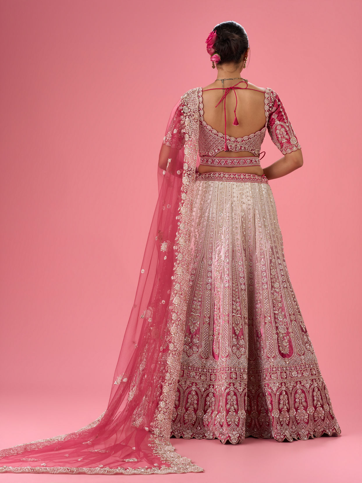 Mohey Women Velvety Coral Beauty Bridal Lehenga