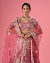 Mohey Women Velvety Coral Beauty Bridal Lehenga