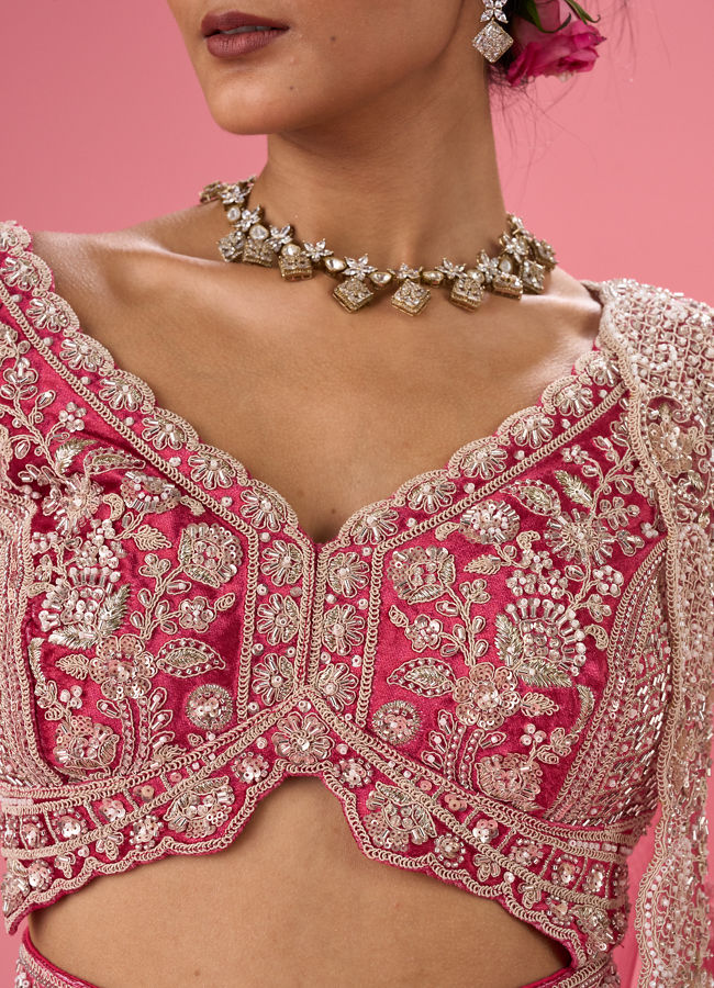 Mohey Women Velvety Coral Beauty Bridal Lehenga