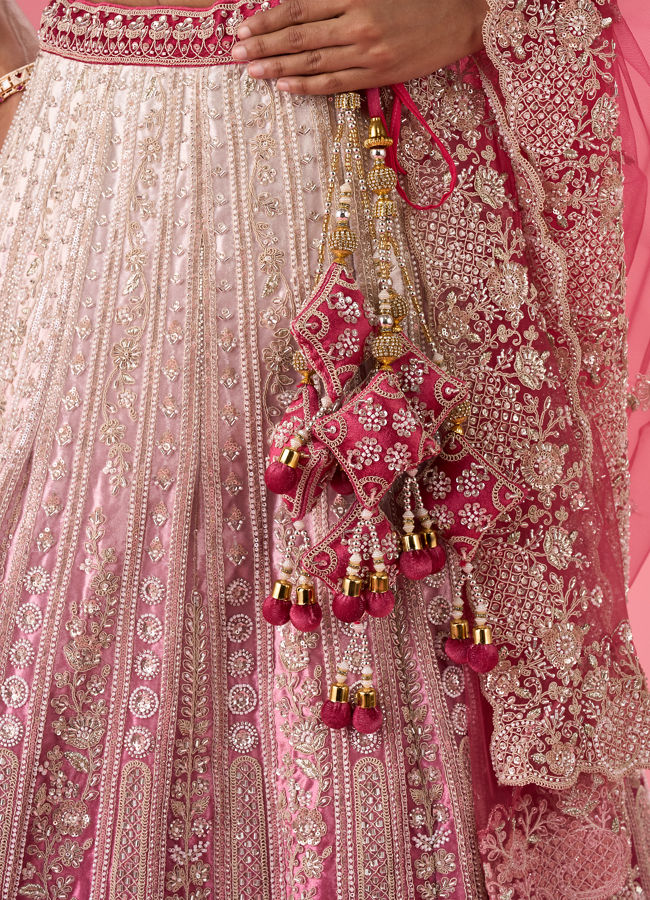 Mohey Women Velvety Coral Beauty Bridal Lehenga