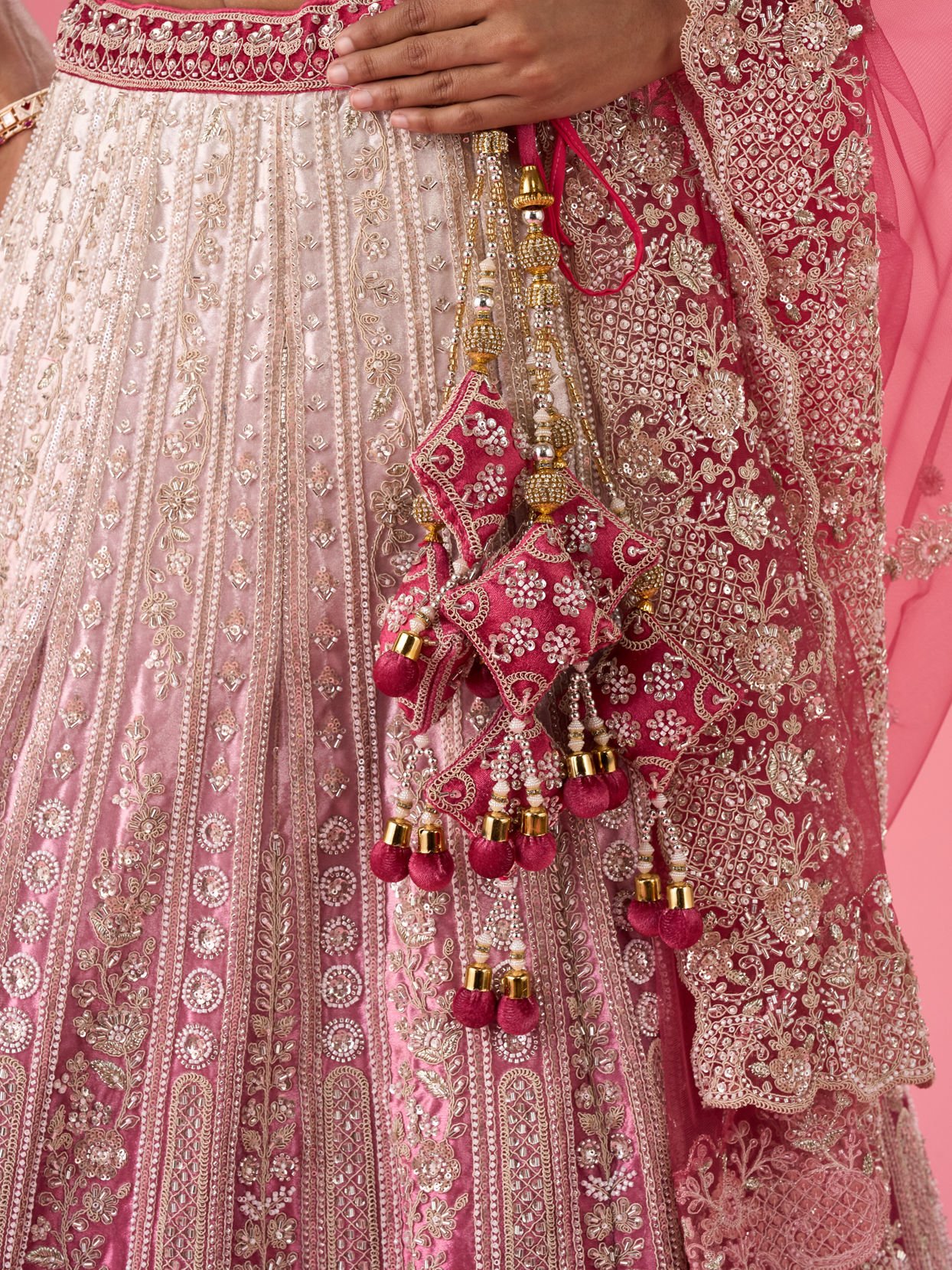 Mohey Women Velvety Coral Beauty Bridal Lehenga