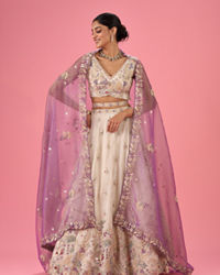 Mohey Women Elegant Cream Lehenga Ensemble