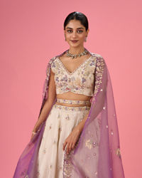 Mohey Women Elegant Cream Lehenga Ensemble