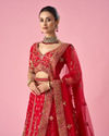 Mohey Women Red Art Silk Bridal Lehenga with Cutdana Work