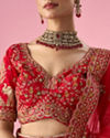 Mohey Women Red Art Silk Bridal Lehenga with Cutdana Work