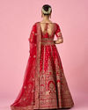 Mohey Women Red Art Silk Bridal Lehenga with Cutdana Work