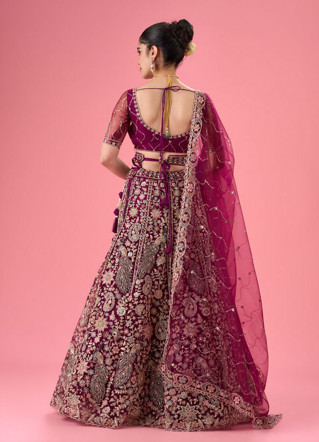 Mohey Women Wine Mystic Lehenga