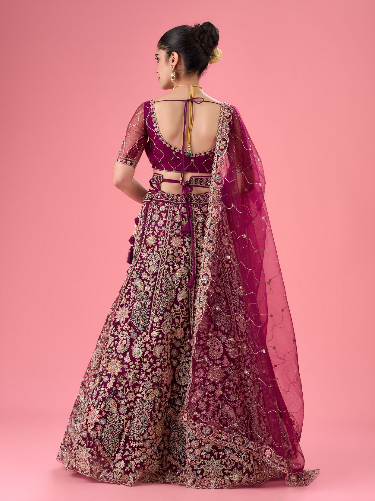 Mohey Women Wine Mystic Lehenga