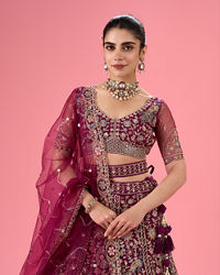 Mohey Women Wine Mystic Lehenga