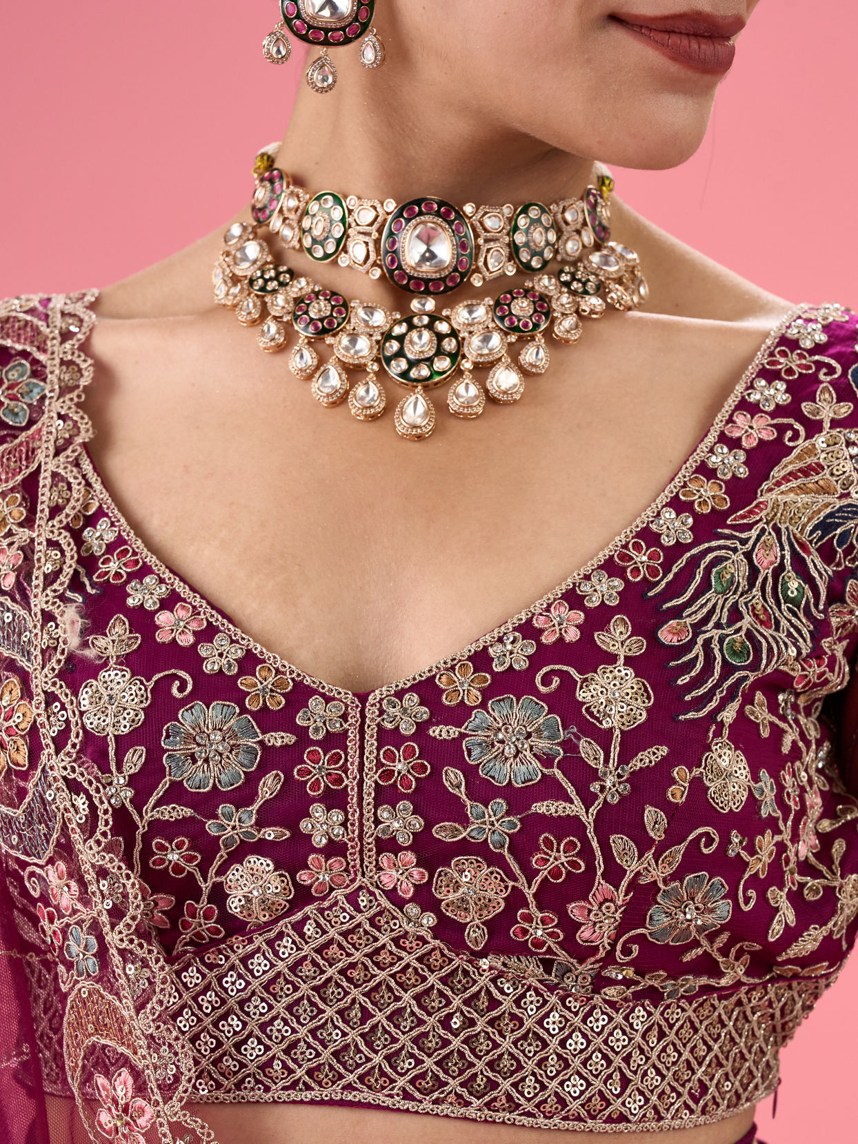 Mohey Women Wine Mystic Lehenga