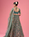 Mohey Women Exquisite Emerald Net Lehenga