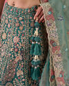 Mohey Women Exquisite Emerald Net Lehenga
