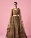 Mohey Women Fawn Net Bridal Lehenga with Sequin Work