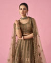 Mohey Women Fawn Net Bridal Lehenga with Sequin Work