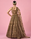Mohey Women Fawn Net Bridal Lehenga with Sequin Work