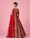 Mohey Women Red Art Silk Bridal Lehenga with Moti and Zari Work