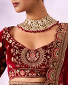 Mohey Women Maroon Velvet Lehenga with Mirror Work