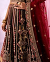 Mohey Women Maroon Velvet Lehenga with Mirror Work