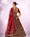 Mohey Women Maroon Velvet Lehenga with Mirror Work