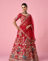 Mohey Women Red Art Silk Bridal Lehenga with Embroidery
