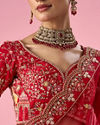 Mohey Women Red Art Silk Bridal Lehenga with Embroidery
