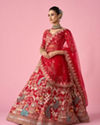 Mohey Women Red Art Silk Bridal Lehenga with Embroidery
