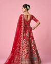 Mohey Women Red Art Silk Bridal Lehenga with Embroidery