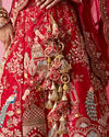 Mohey Women Red Art Silk Bridal Lehenga with Embroidery