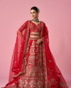 Mohey Women Red Art Silk Lehenga with Sequin Work