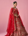 Mohey Women Red Art Silk Lehenga with Sequin Work