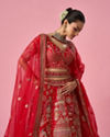 Mohey Women Red Art Silk Lehenga with Sequin Work