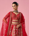 Mohey Women Red Silk Lehenga with Sequin Work