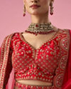 Mohey Women Red Art Silk Lehenga with Sequin Work