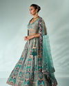 Mohey Women Green Tissue Lehenga with Sequin Work