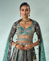 Mohey Women Green Tissue Lehenga with Sequin Work