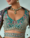 Mohey Women Green Tissue Lehenga with Sequin Work