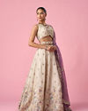 Mohey Women Cream Tissue Lehenga with Moti and Sequin Work