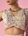 Mohey Women Cream Tissue Lehenga with Moti and Sequin Work