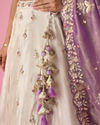 Mohey Women Cream Tissue Lehenga with Moti and Sequin Work
