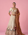 Mohey Women Orange Art Silk Lehenga with Sequin Work