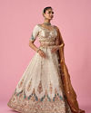 Mohey Women Orange Art Silk Lehenga with Sequin Work