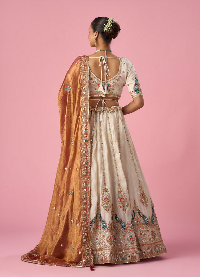 Mohey Women Orange Art Silk Lehenga with Sequin Work