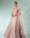 Mohey Women Pink Art Silk Bridal Lehenga with Cutdana Work