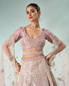 Mohey Women Pink Art Silk Bridal Lehenga with Cutdana Work