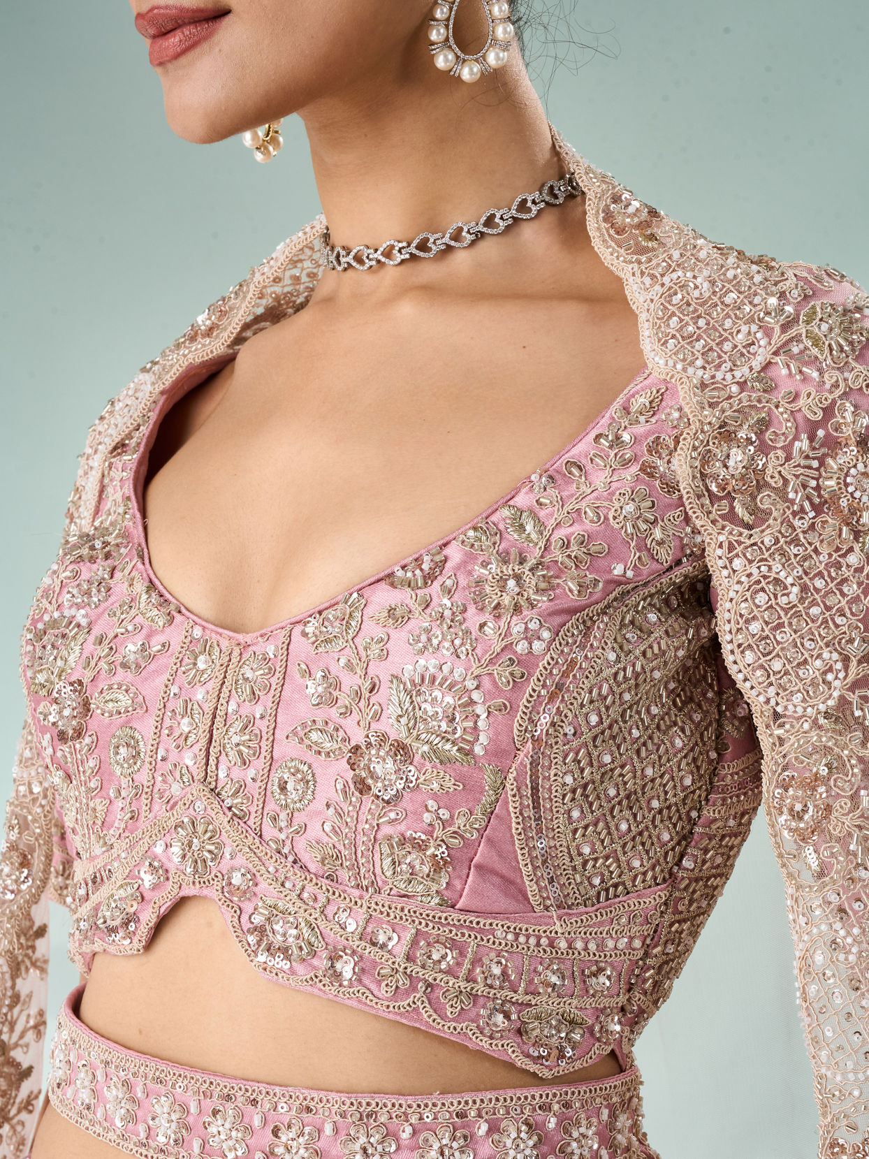 Mohey Women Pink Art Silk Bridal Lehenga with Cutdana Work